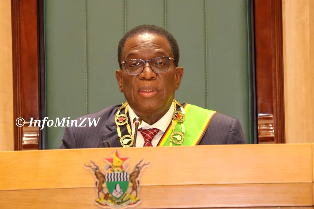 President Emmerson Mnangagwa giving his State of the Nation - SONA address in Parliament, 02 October 2024 (Picture via X - Ministry of Information)