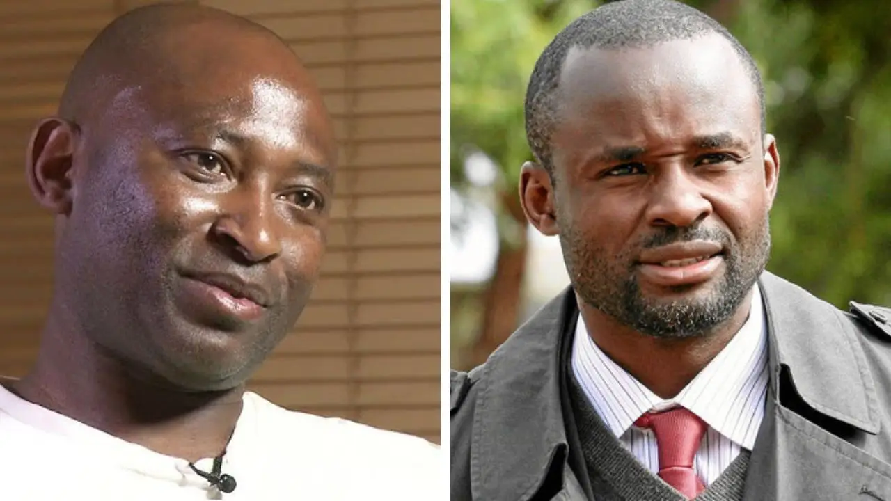 Legendary former Zimbabwe Warriors skipper Peter Ndlovu (Picture via YouTube - BBC News Africa) and Temba Mliswa