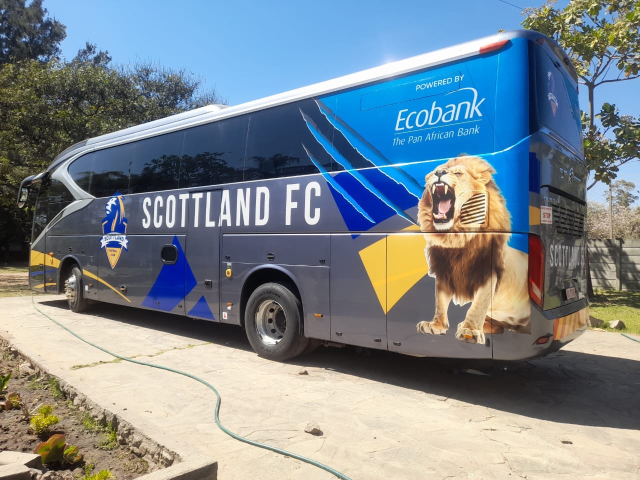 Ambitious Northern Region Division One League outfit, Scottland FC and their team bus (Picture via Facebook - Scottland FC)