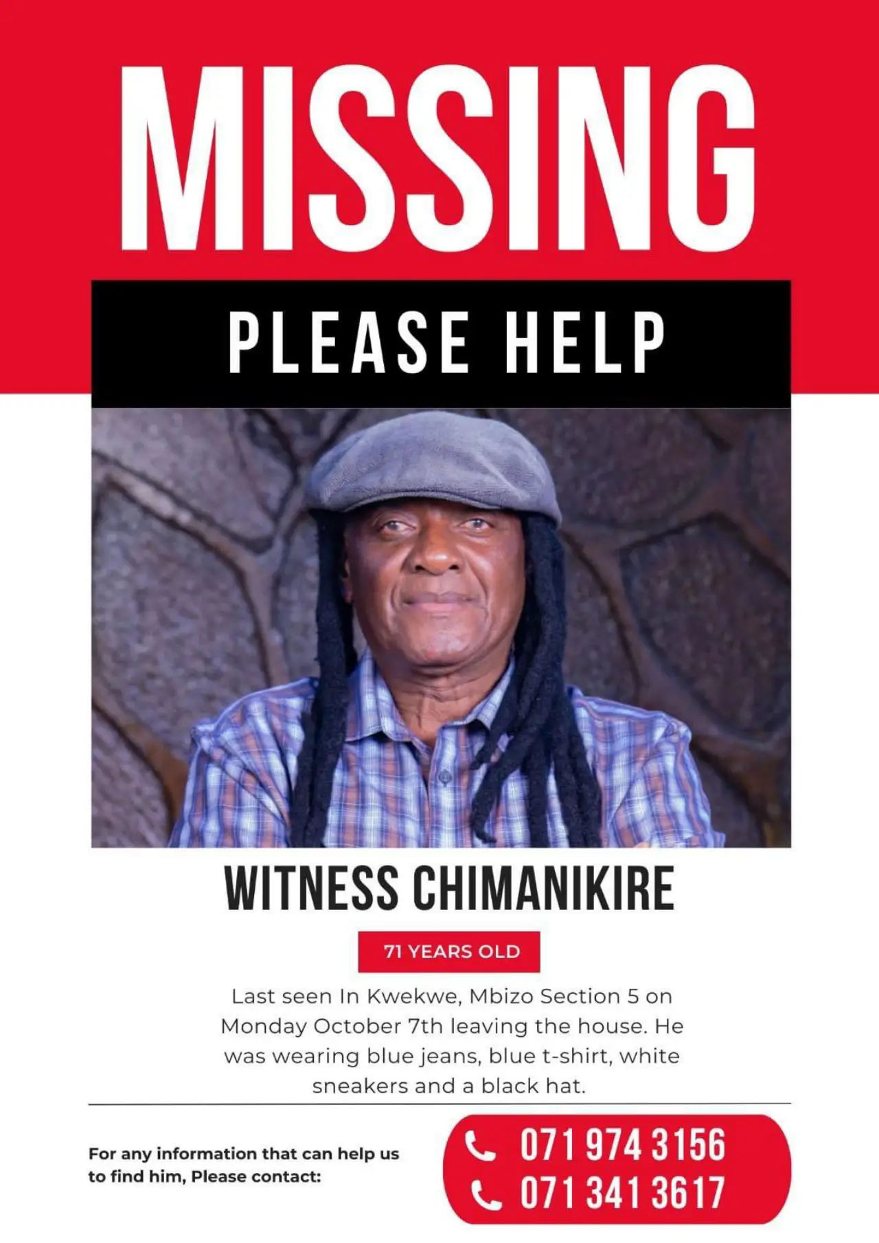 Witness Chimanikire: Community rallies to find missing 71-year-old Kwekwe man
