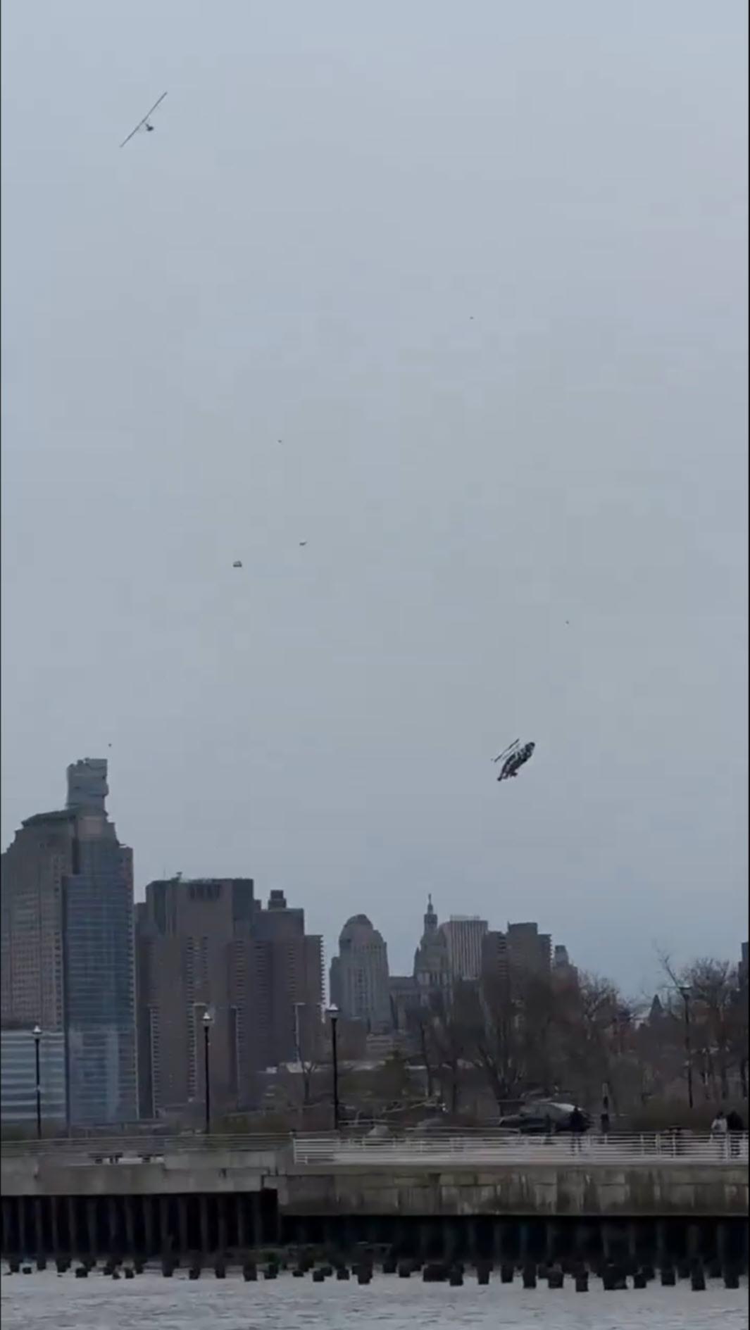An image of the helicopter body falling at speed. Credit: Unknown/X