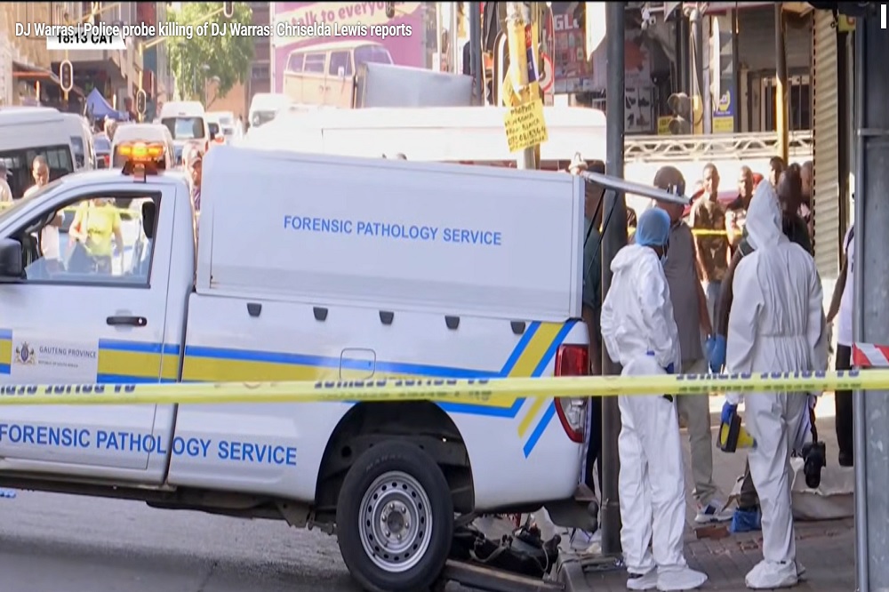 Warrick "DJ Warris" Stock's murder crime scene in the Joburg CBD, December 16, 2025 (Picture via SABC News)