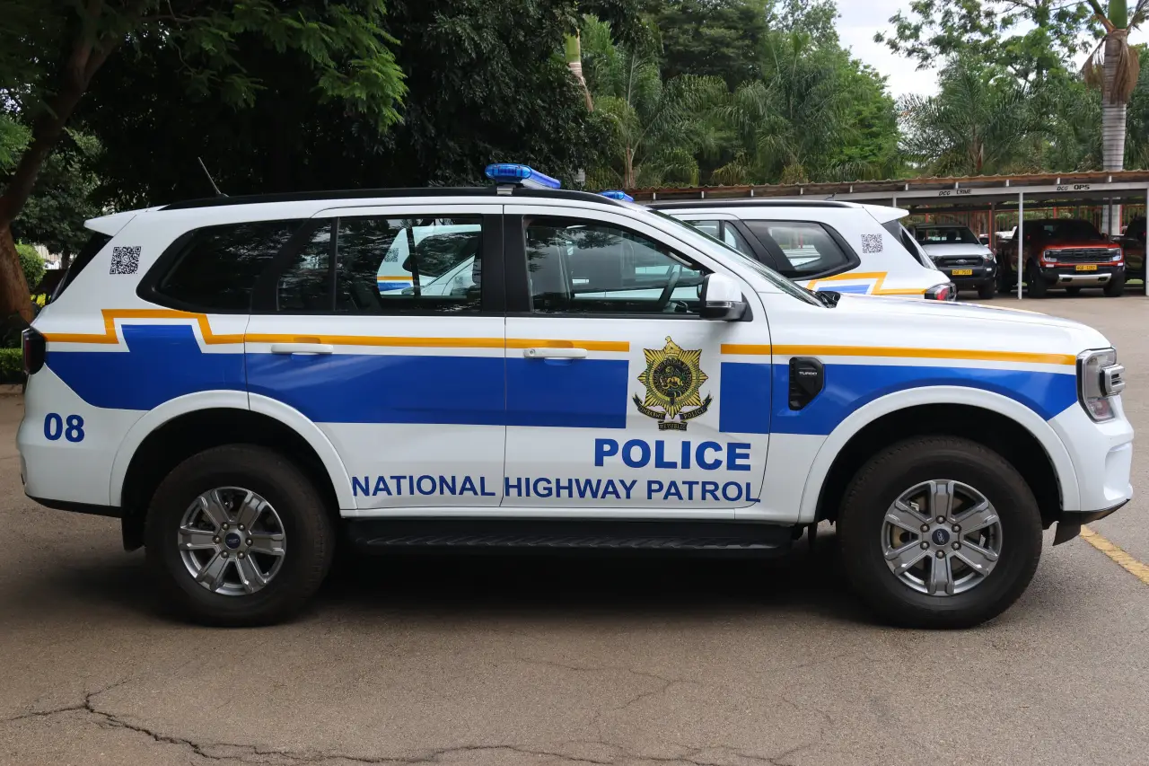 The Commissioner-General of Police, Stephen Mutamba released three more Rebranded Ford Everest vehicles to the recently launched National Highway Patrol Unit, 17 December 2025. (Picture via X - Zimbabwe Republic Police)
