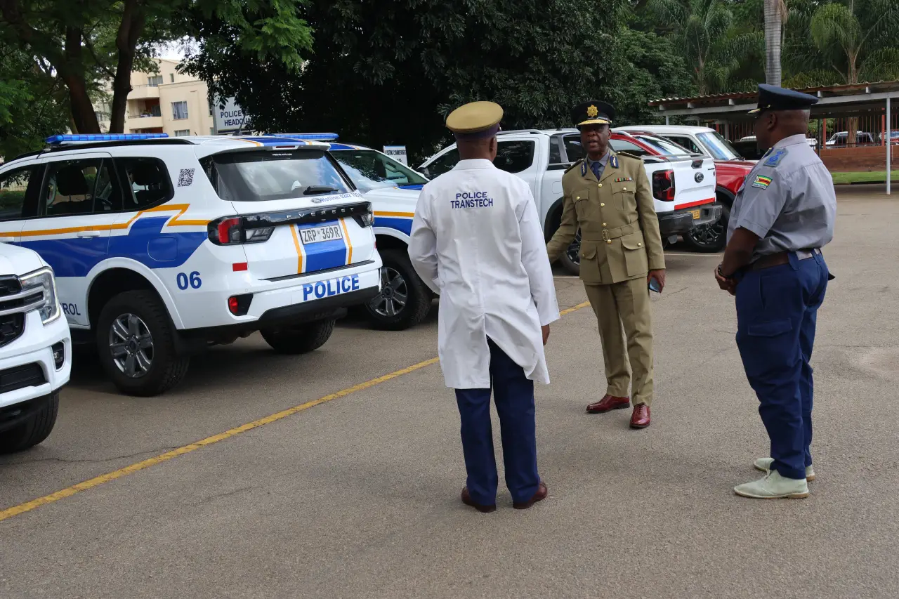 The Commissioner-General of Police, Stephen Mutamba released three more Rebranded Ford Everest vehicles to the recently launched National Highway Patrol Unit, 17 December 2025. (Picture via X - Zimbabwe Republic Police)