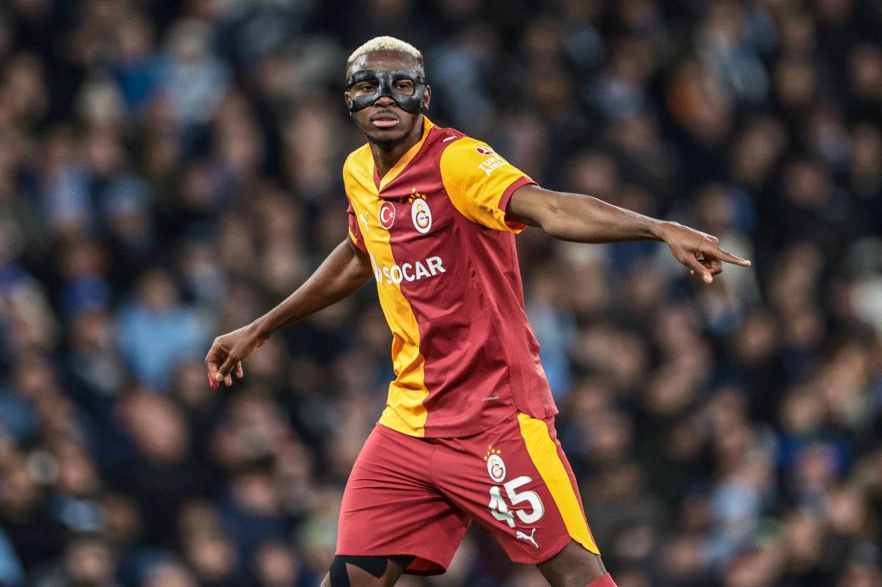 Victor Osimhen of Galatasaray during the UEFA Champions League Matchday 8 of 8 match Manchester City vs Galatasaray at City of Manchester Stadium, Manchester, United Kingdom on 28 January 2026 (Photo by Mark Cosgrove/News Images via DepositPhotos.com)