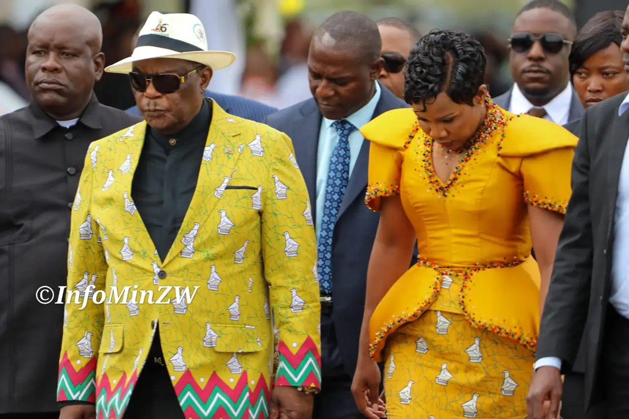Chiwenga and wife stand out in bold traditional attire at Zimbabwe’s 46th Independence Day celebrations