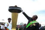 Mnangagwa lights Independence Flame as Zimbabwe marks 46 years of independence President Emmerson Mnangagwa has officially lit the Independence Flame at Maphisa Stadium in Matobo District as Zimbabwe commemorates 46 years of independence. (Picture via Ministry of Information)