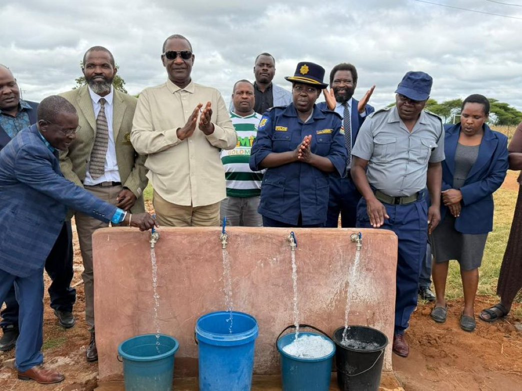 Minister of Provincial Affairs for the Midlands Province Owen 'Mudha' Ncube pictured at the commissioning and handover of a solarised borehole to Manoti Police Station in Gokwe South District. (Picture via X - Zanu PF Midlands Information Desk)