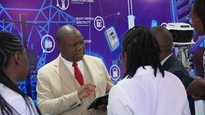 Powertel Managing Director Mr. Willard Nyagwande, touring the Powertel exhibition stands at ZITF 2025 (Picture via X - @PowerTelZW)