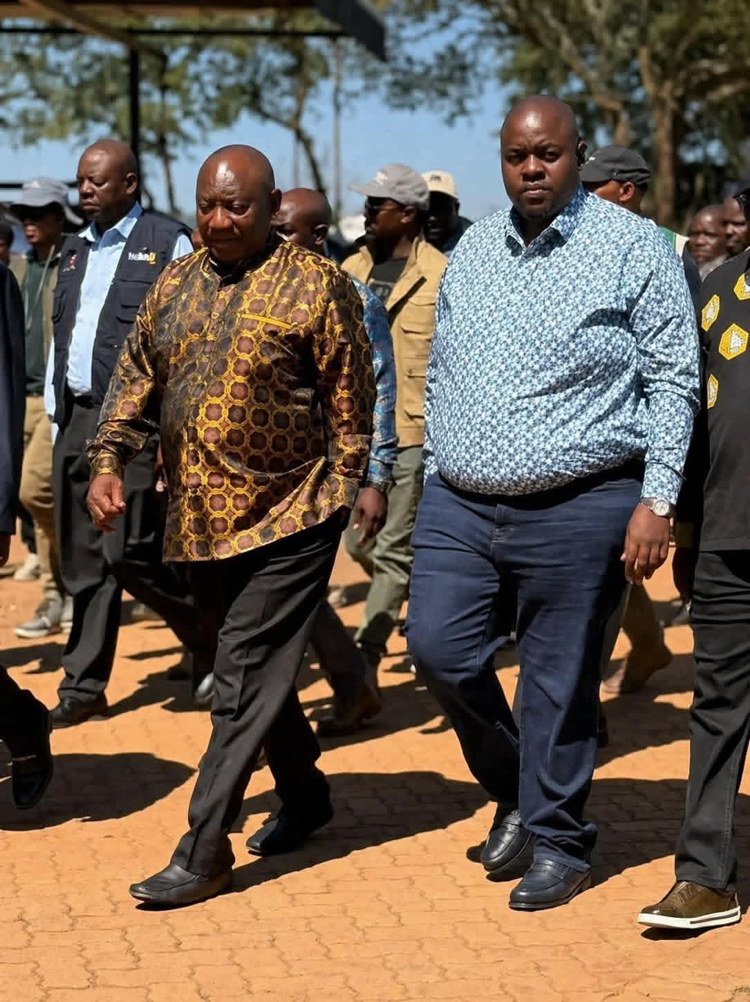 South African president Cyril Ramaphosa seen here with Zimbabwean tenderpreneur Wicknell Chivayo at President Emmerson Mnangagwa's Precabe Farm in Kwekwe (Picture via Social Media)