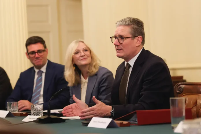 London, United Kingdom. Prime Minister Keir Starmer hosts Metro Mayors including Andy Burnham (Manchester) from across the United Kingdom in 10 Downing Street, 9 July 2024. (Picture by Simon Dawson / No 10 Downing Street, OGL 3 , via Wikimedia Commons)