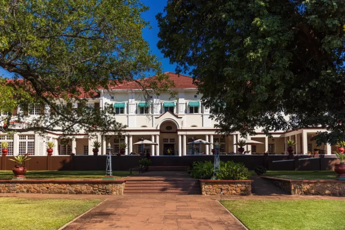 The guest terrace inside the historic Victoria Falls Hotel — Photo by WOPictures via DepositPhotos.com
