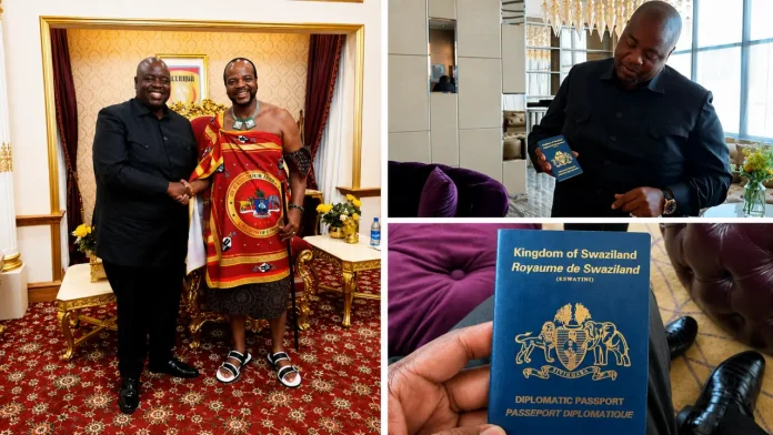 Controversial Zimbabwean businessman Wicknell Chivayo has announced that he has been granted citizenship of Eswatini and issued with a diplomatic passport following a meeting with King Mswati III at the Royal Palace. (Pictures via Facebook - Wicknell Chivayo)