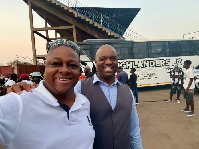 Highlanders team manager and former Soccer Star of the Year Zenzo Moyo (right) - Picture via Facebook - Marshall Gore