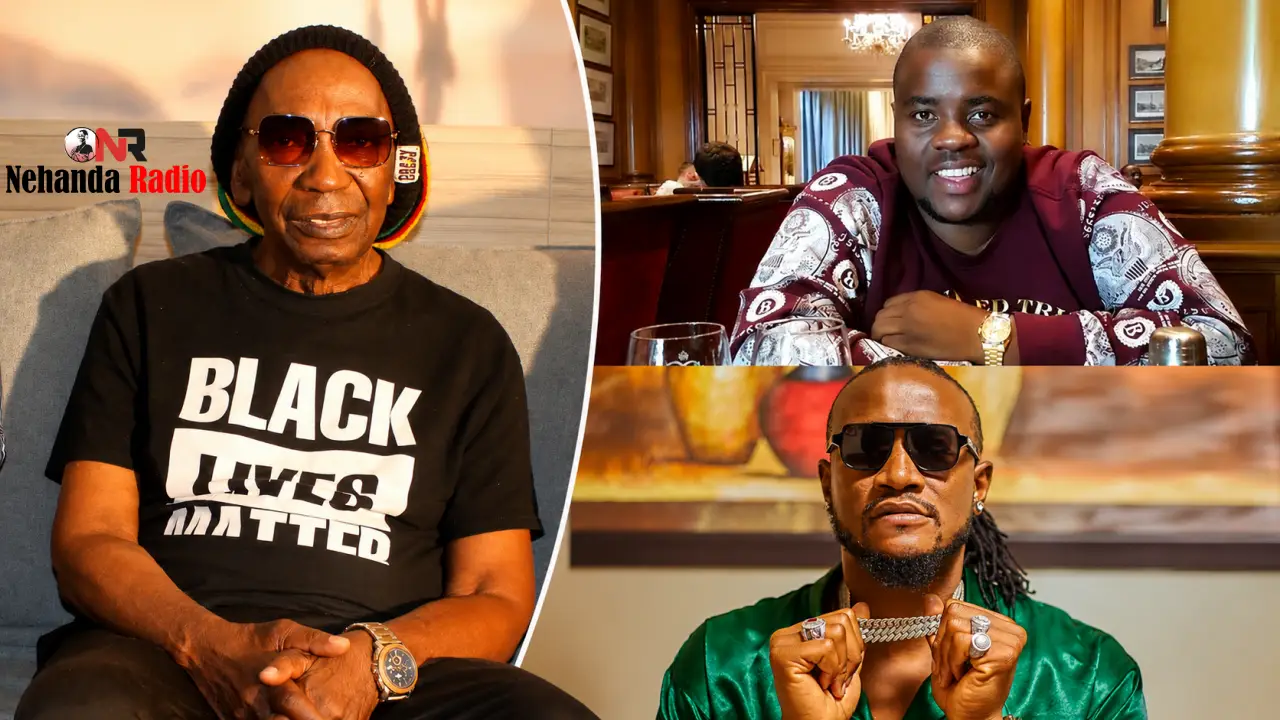Zimbabwe music legend Thomas Mapfumo, flamboyant businessman Wicknell Chivayo and musician Jah Prayzah (Pictures via Facebook - Nehanda Radio, Wicknell Chivayo and Jah Prayzah)